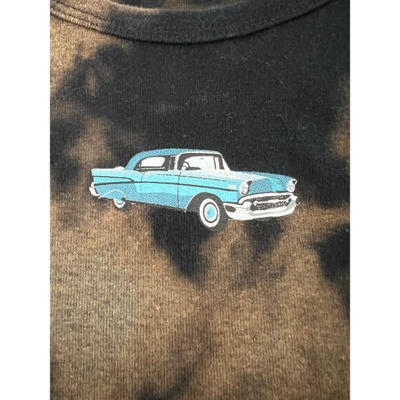 Obsessive Love Retro Crop Top Tee Car Size XS Grunge Bleach Acid Wash Y2K Vibe - Picture 5 of 9